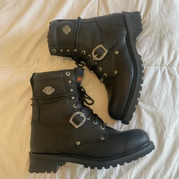 Harley-Davidson Men's NWOT Faded Glory Black Leather Riding Boots - 11 - Picture 2 of 5